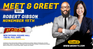 สีน้ำเงิน Meet and Greet Event Facebook Shared Image Template