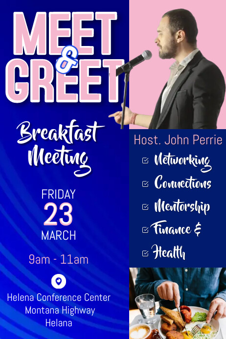 Meet & Greet networking Breakfast meeting fly Template | PosterMyWall