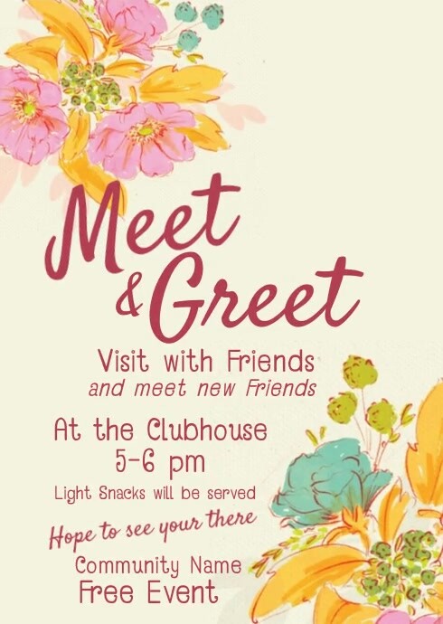 Meet and Greet Community Day Video A6 template
