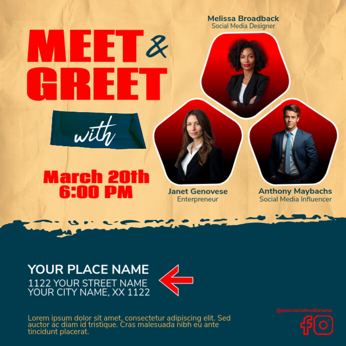 Plantilla de Meet And Greet Instagram Post | PosterMyWall