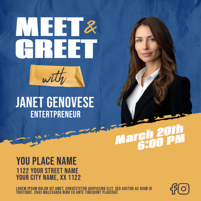 Plantilla de Blue Meet And Greet Instagram Post | PosterMyWall