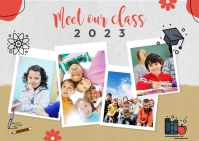 Meet our class student collage postcard template