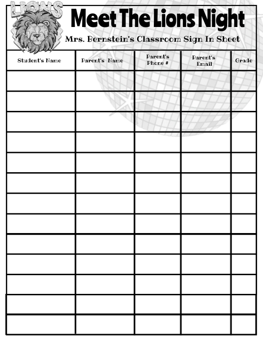 Meet The Teacher Sign Up Sheet Iflaya (Incwadi ye-US) template