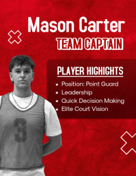 Red Basketball Team Introduction Løbeseddel Template - Page 2