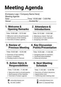 Meeting Agenda A4 Template.