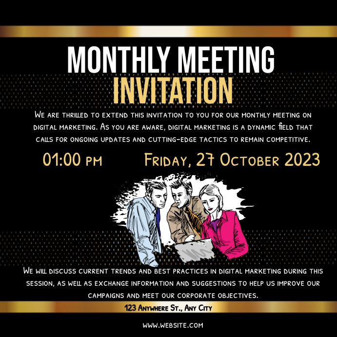 meeting invitation,business meeting invite Wpis na Instagrama template