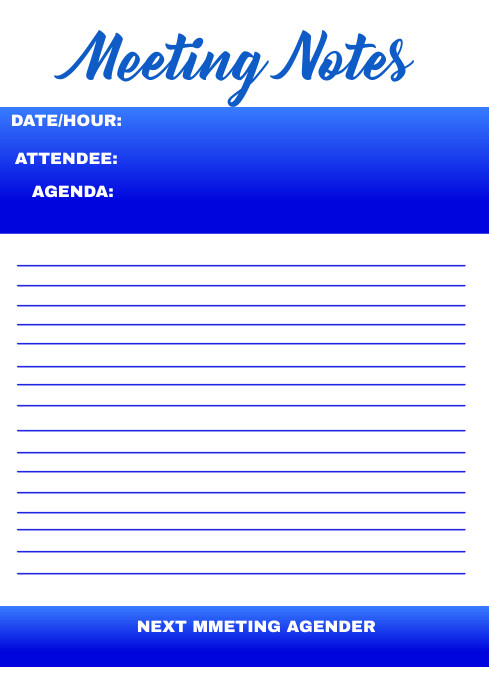 Meeting Notes Front meeting notes Template | PosterMyWall