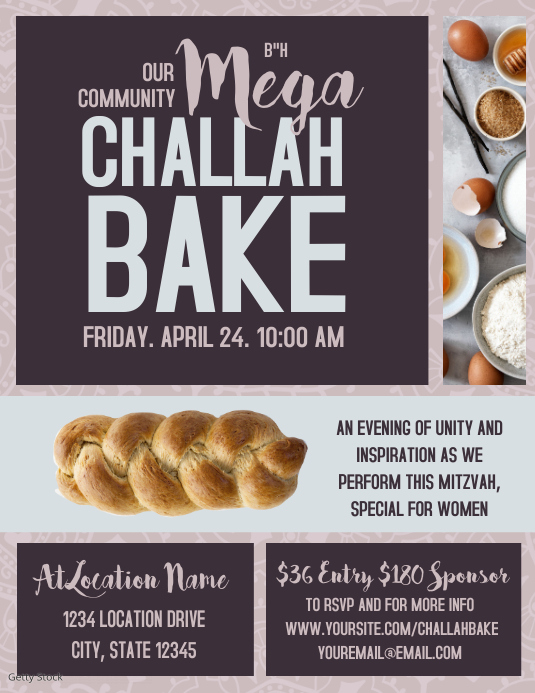 Mega Challah Bake Flier Template | PosterMyWall