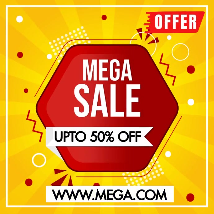 Mega sale 50% off video ad Persegi (1:1) template