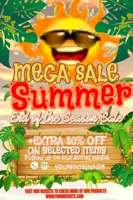 Mega Sale Summer Poster Plakat template