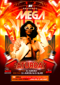 Mega Vibe Saturday Party Flyer  A3 template