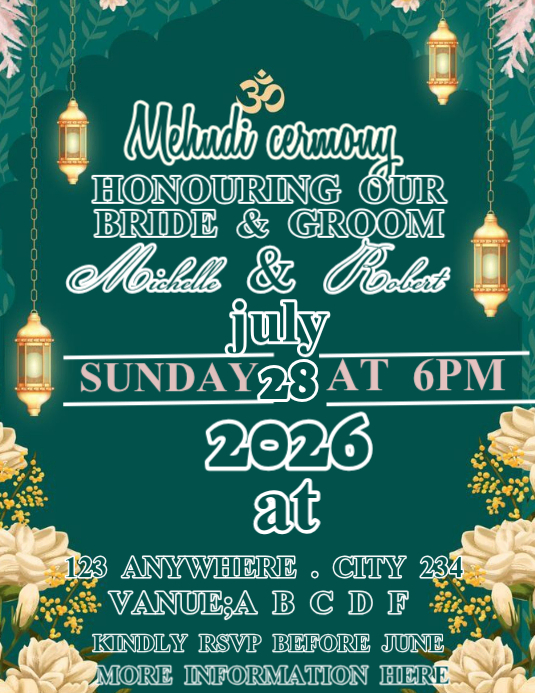 Mehndi invitation card Template | PosterMyWall