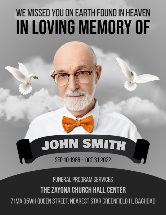 Memorial and Funeral Program Flyer Template PosterMyWall