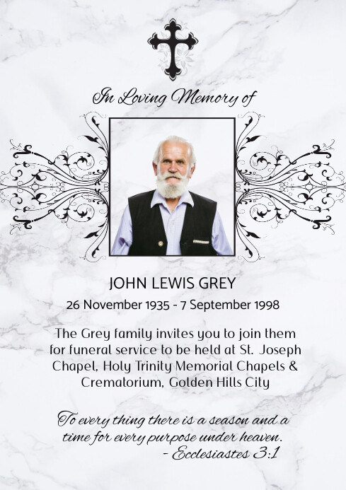 Memorial Announcement Template PosterMyWall Memorial Announcement Template PosterMyWall
