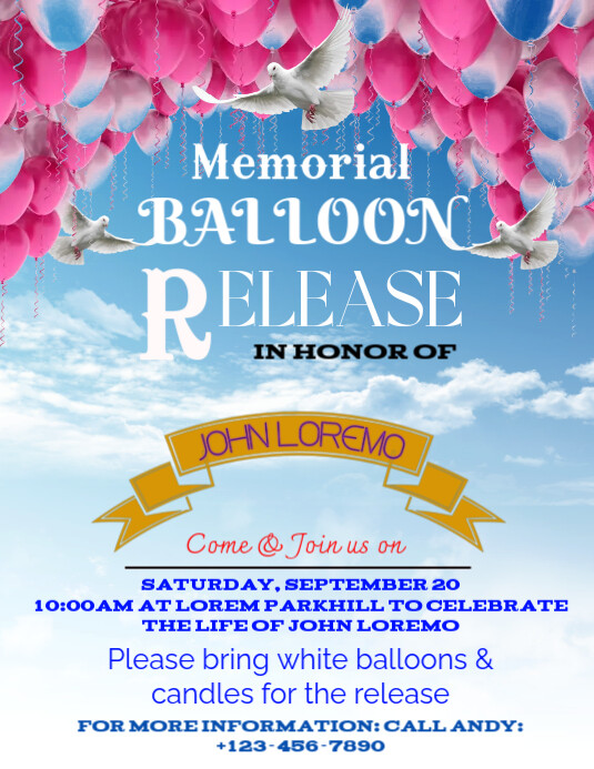 Memorial Balloon Release Flyer Template PosterMyWall