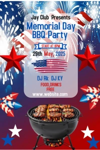 Memorial bbq party Pinterest Graphic template