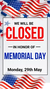 memorial day, closed for memorial day Instagram Story template