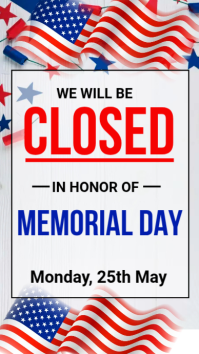 memorial day, closed for memorial day Instagram Story template
