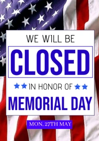 memorial day, closed for memorial day A4 template