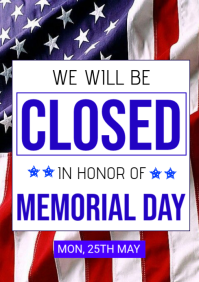 memorial day, closed for memorial day A4 template