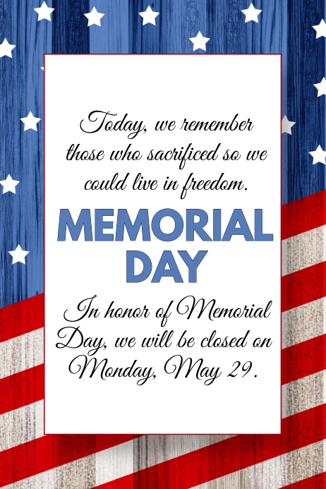 Memorial Day, Memorial Day Notice 海报 template