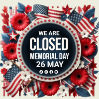 Memorial day, event, closed for remembrance day Wpis na Instagrama template