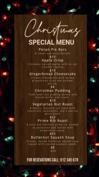 Christmas menu,christmas menu card Instagram Story template