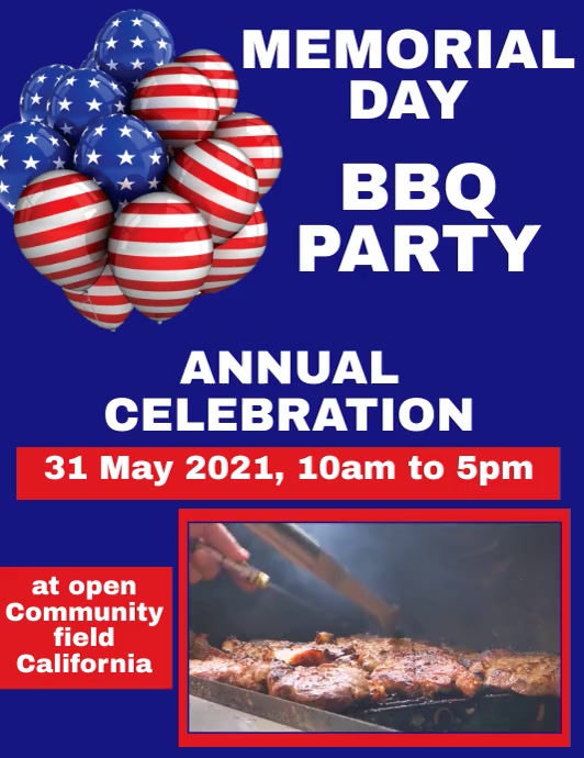 Memorial Day, Barbecue Ulotka (US Letter) template