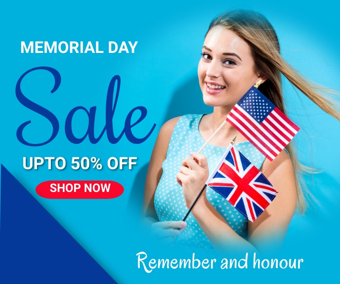Memorial day sale,event,31st may Duży prostokąt template