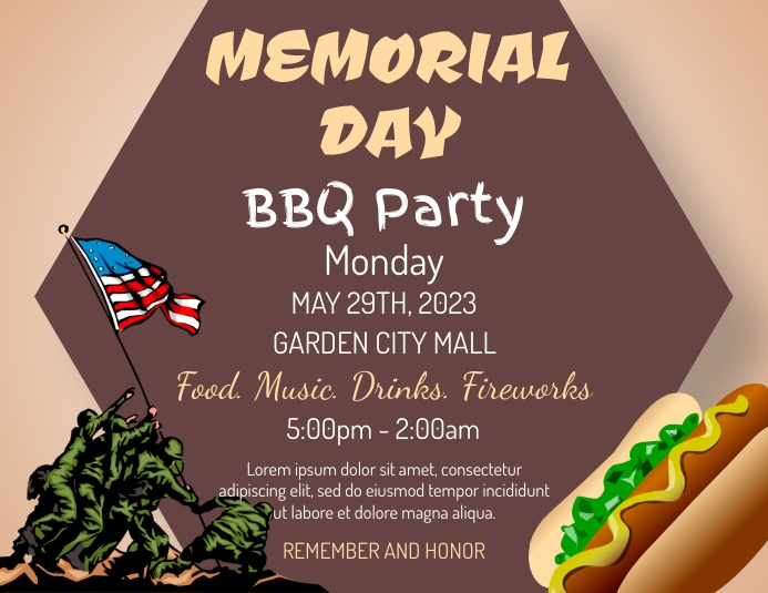 Memorial Day Barbecue Party Template | PosterMyWall