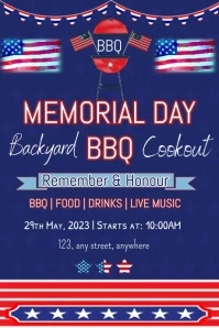 memorial day bbq cookout invitation flyer Poster template