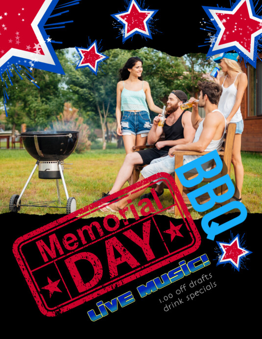 memorial Day bbq Flyer Template PosterMyWall