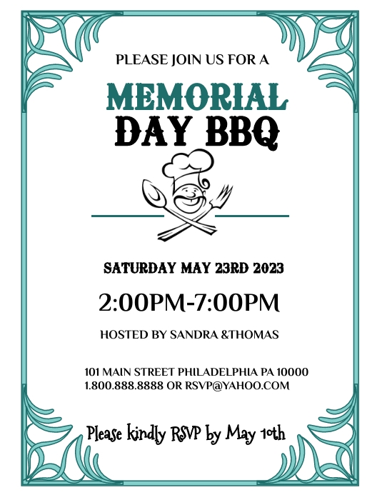 Memorial Day BBQ flyer Template | PosterMyWall