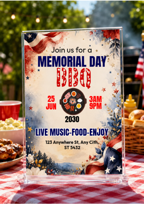 Memorial Day Bbq A4 Template | PosterMyWall