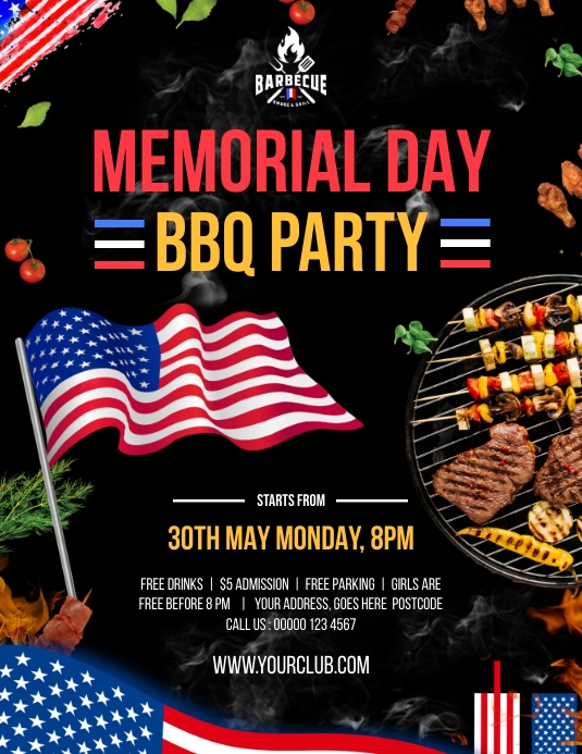 Memorial Day BBQ Party Template | PosterMyWall