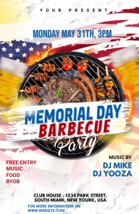 Memorial Day BBQ Party Half Page Wide template