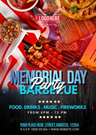 Memorial Day BBQ Party A6 template