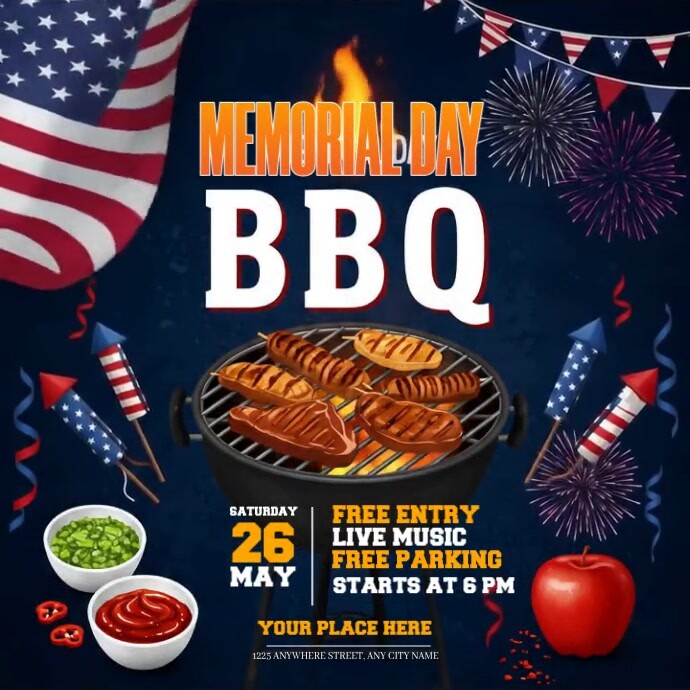 Memorial Day BBQ Party Template | PosterMyWall