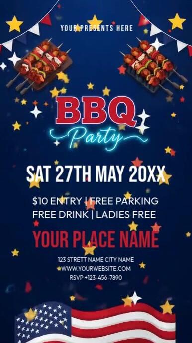 Memorial Day Bbq Party Instagram Reel template