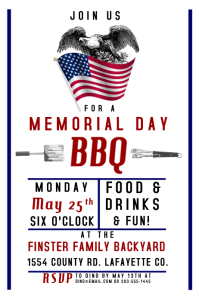 Memorial Day Barbecue BBQ Flyer Template | PosterMyWall