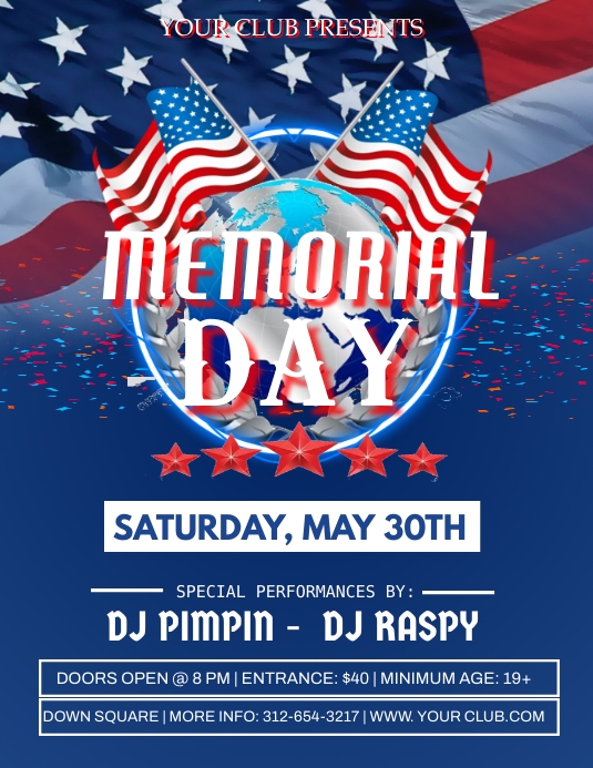 Memorial day blue flyer Template PosterMyWall