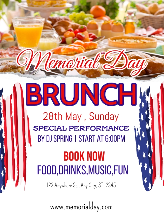 memorial day brunch invitation flyer (2) Template | PosterMyWall