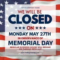 Memorial day business closed video template. Instagram Post