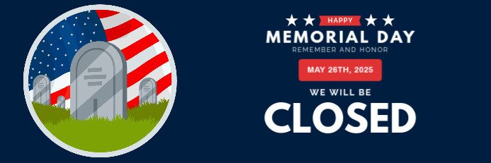 Memorial Day Business Sign Banner 2' × 6' template