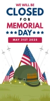 Memorial Day Business Sign Cartel enrollable de 3 × 6 pulg. template