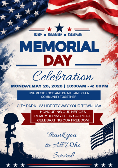 Memorial Day Celebration A4 Template | PosterMyWall
