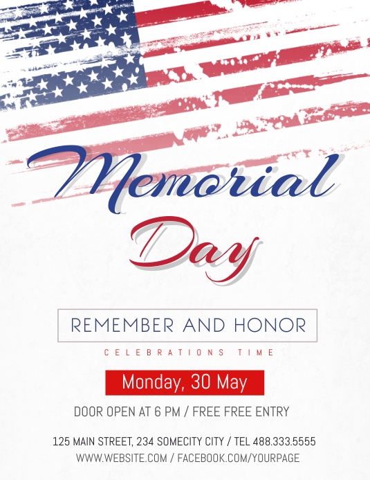 Memorial Day Celebration flyer Template PosterMyWall