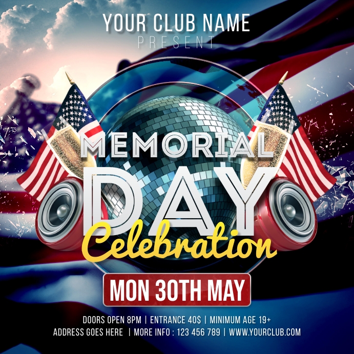 Memorial Day Celebration Social Media Post Kwadrat (1:1) template