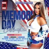 Memorial day celebration video flyer Quadrat (1:1) template