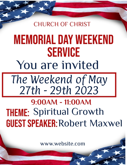 Program Example For Memorial Day Service Memorial Day Church Service REMINDER: We Will Have One Service This